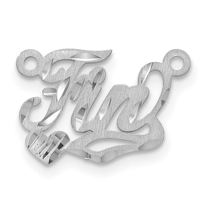 14K White Gold Satin Diamond Cut Heart Name Plate