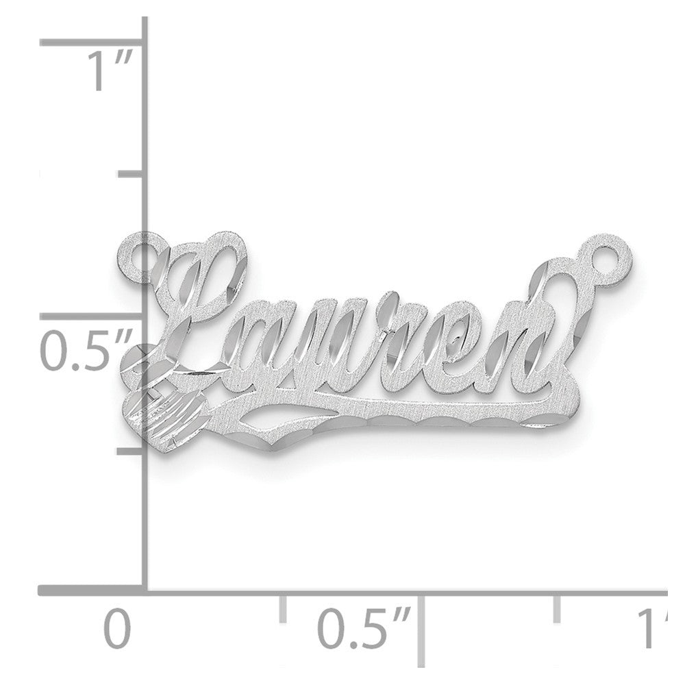 14K White Gold Satin Diamond Cut Heart Name Plate