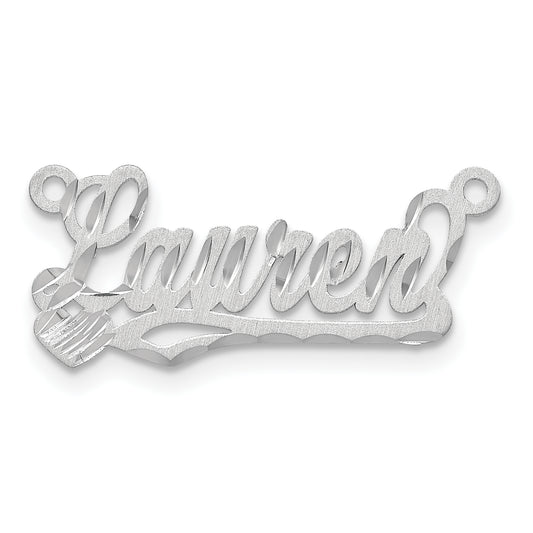 14K White Gold Satin Diamond Cut Heart Name Plate