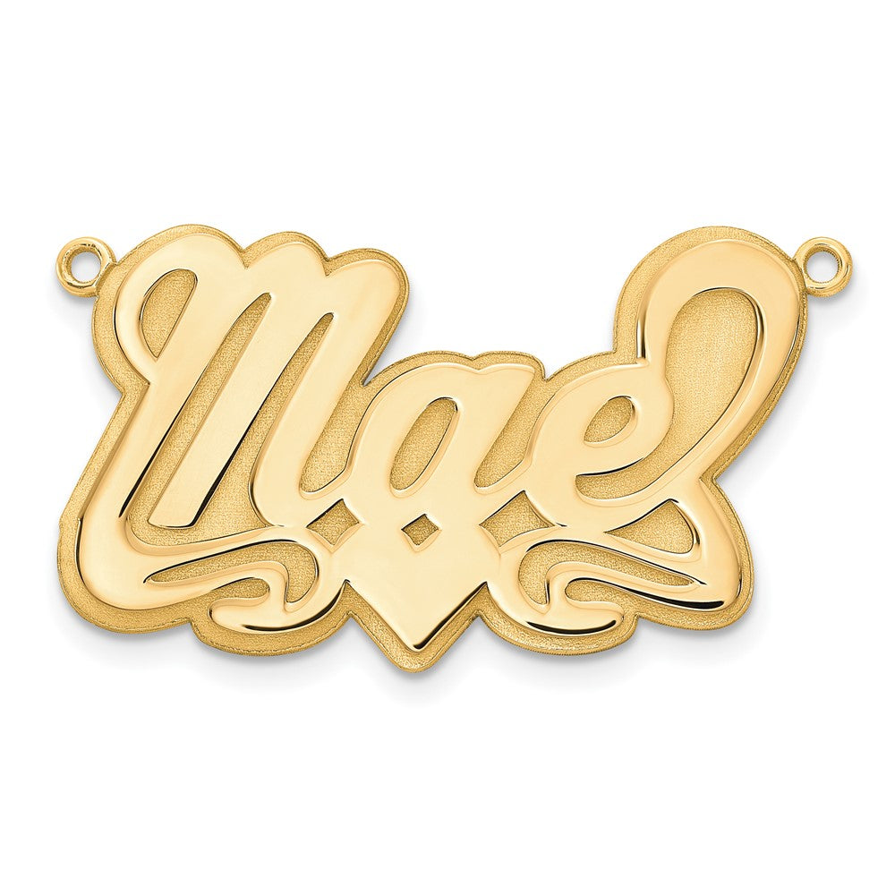 14K Yellow Gold 3D Polished Heart Name Plate