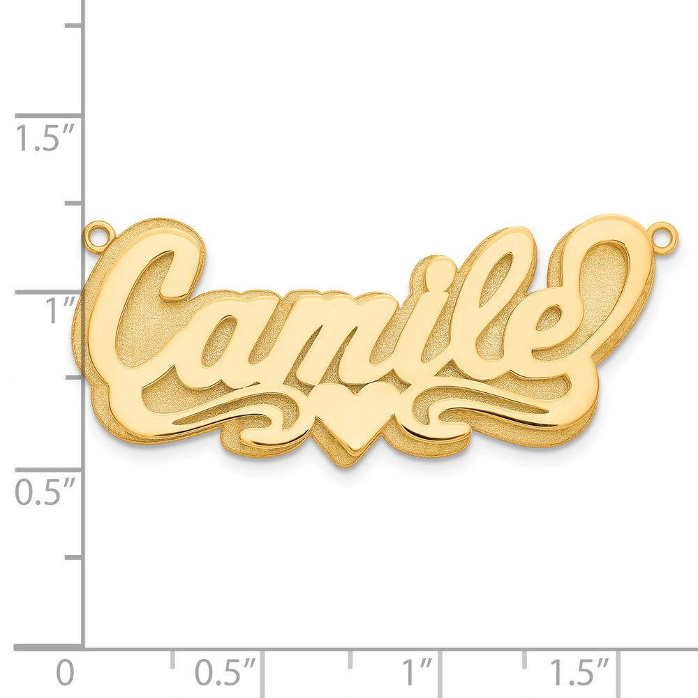 14K Yellow Gold 3D Polished Heart Name Plate