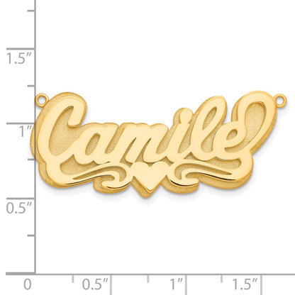 Gold Plated Sterling Silver/Gold 3D Polished Heart Name Plate