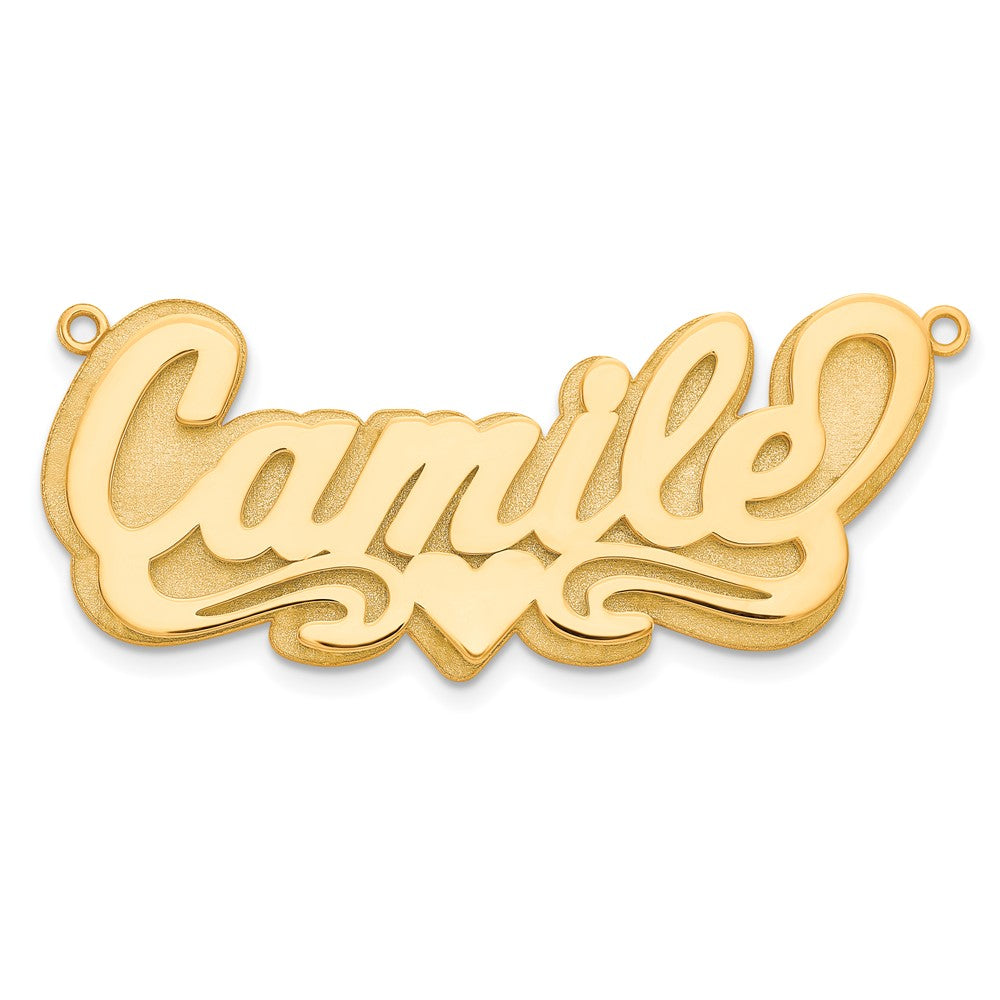14K Yellow Gold 3D Polished Heart Name Plate