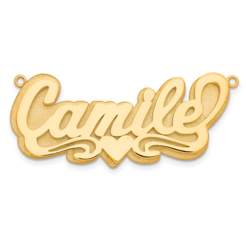14K Yellow Gold 3D Polished Heart Name Plate