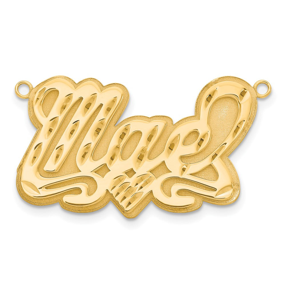 14K Yellow Gold 3D Diamond Cut Heart Name Plate
