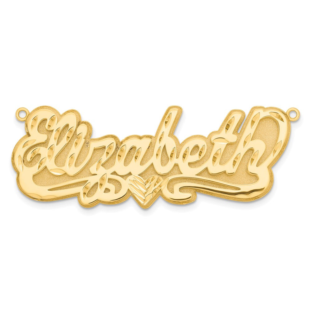 14K Yellow Gold 3D Diamond Cut Heart Name Plate