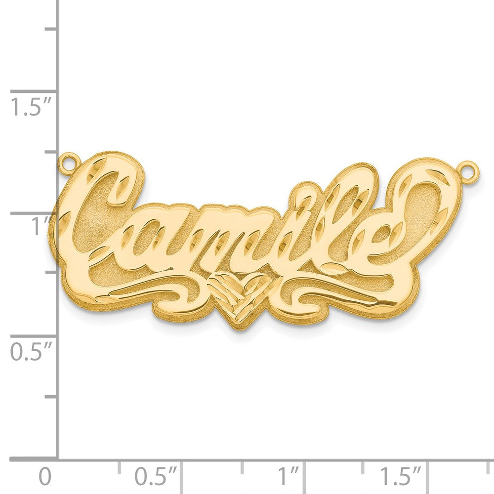 14K Yellow Gold 3D Diamond Cut Heart Name Plate