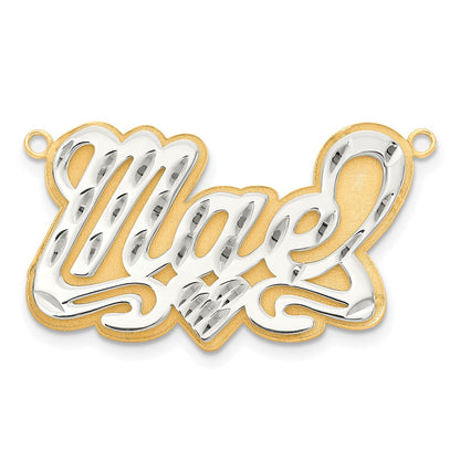 14K Two Tone 3D Diamond Cut Name Plate