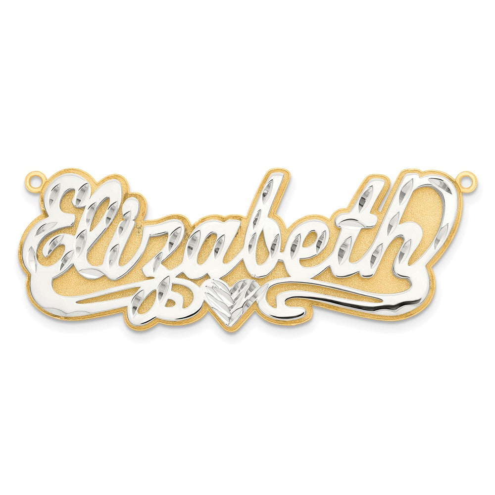 14K Two Tone 3D Diamond Cut Name Plate