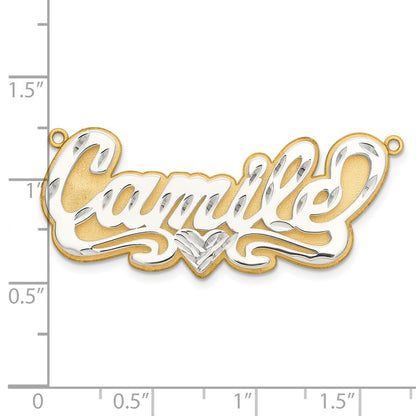 14K Two Tone 3D Diamond Cut Name Plate