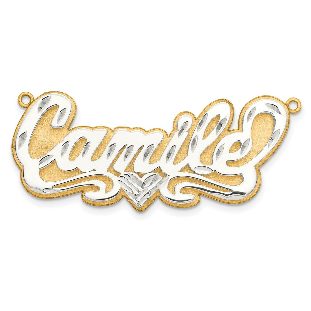 14K Two Tone 3D Diamond Cut Name Plate