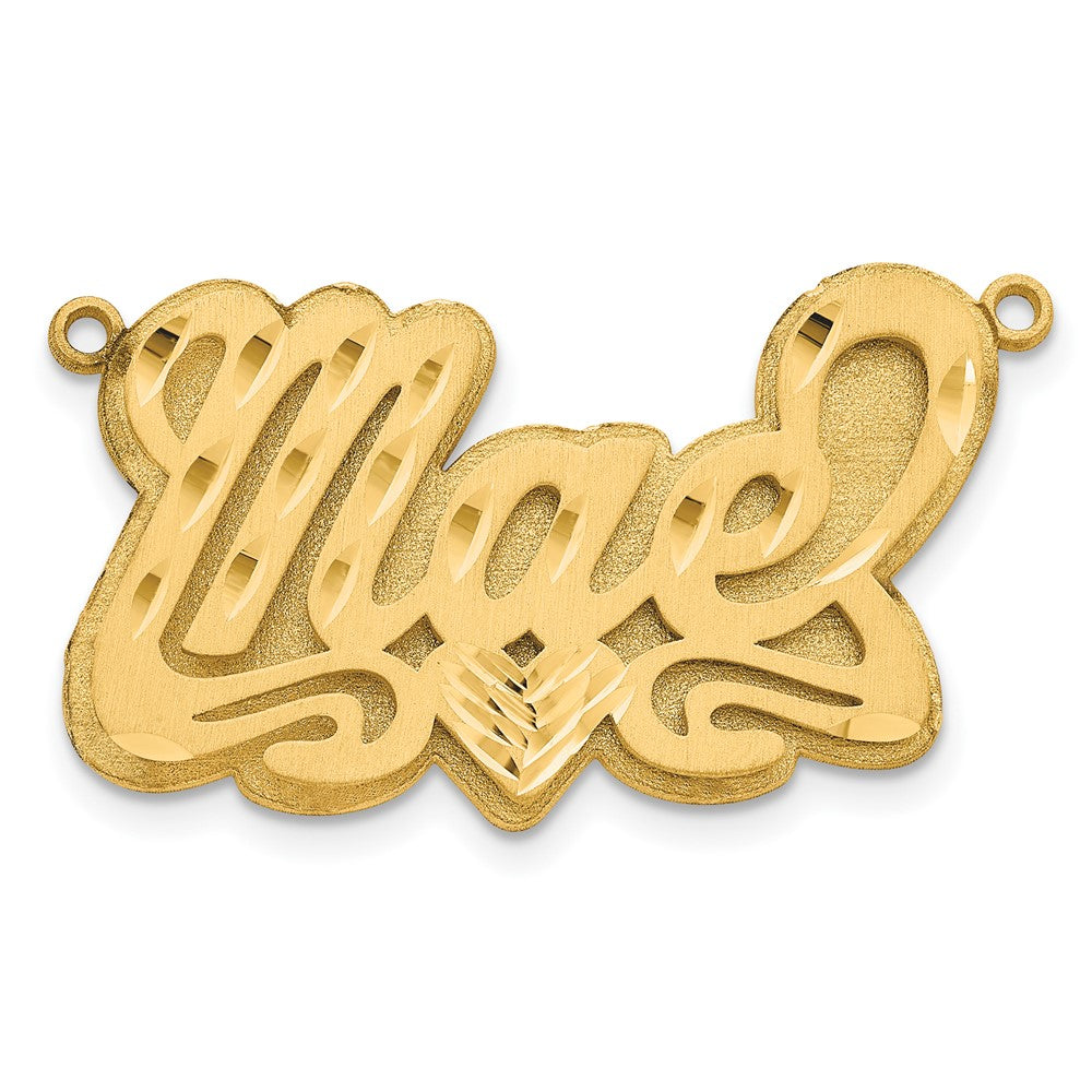 Gold Plated 3D Satin Diamond Cut Heart Name Plate