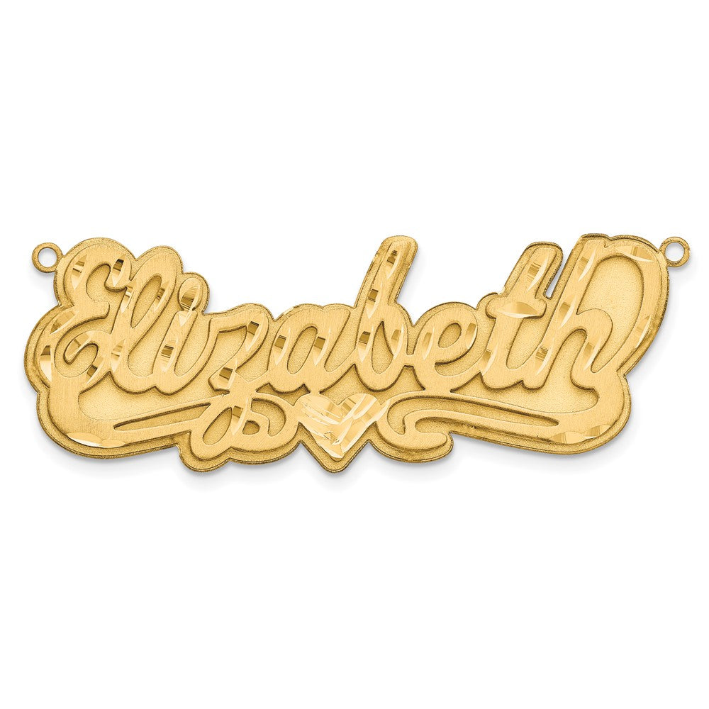 Gold Plated 3D Satin Diamond Cut Heart Name Plate