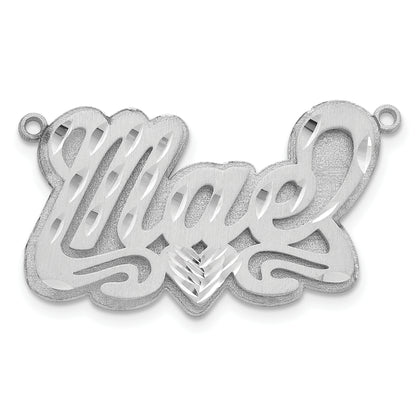 14K White Gold 3D Satin Diamond Cut Heart Name Plate