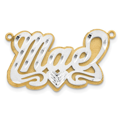 14K Two Tone 3D Satin Diamond Cut Name Plate