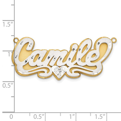 14K Two Tone 3D Satin Diamond Cut Name Plate
