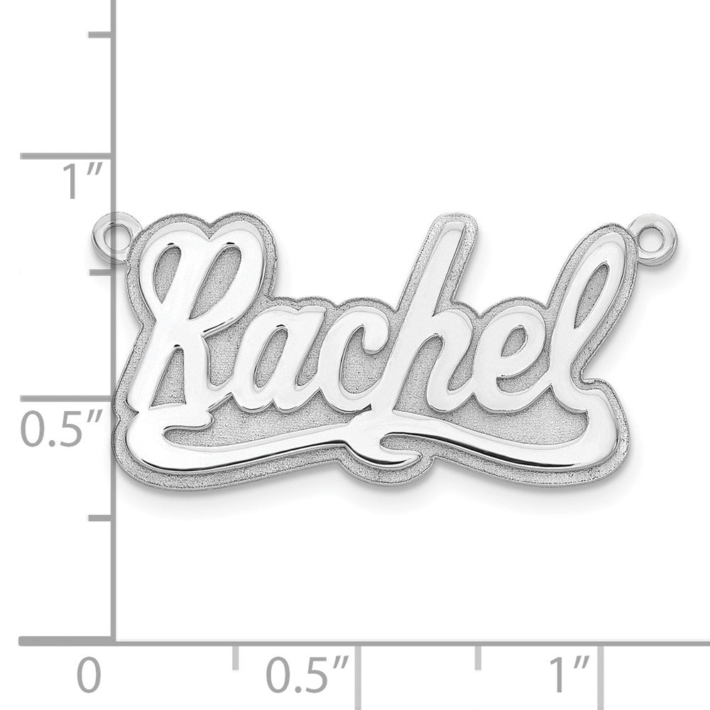 Sterling Silver Silver/Rhodium Plated 3D Polished Name Plate