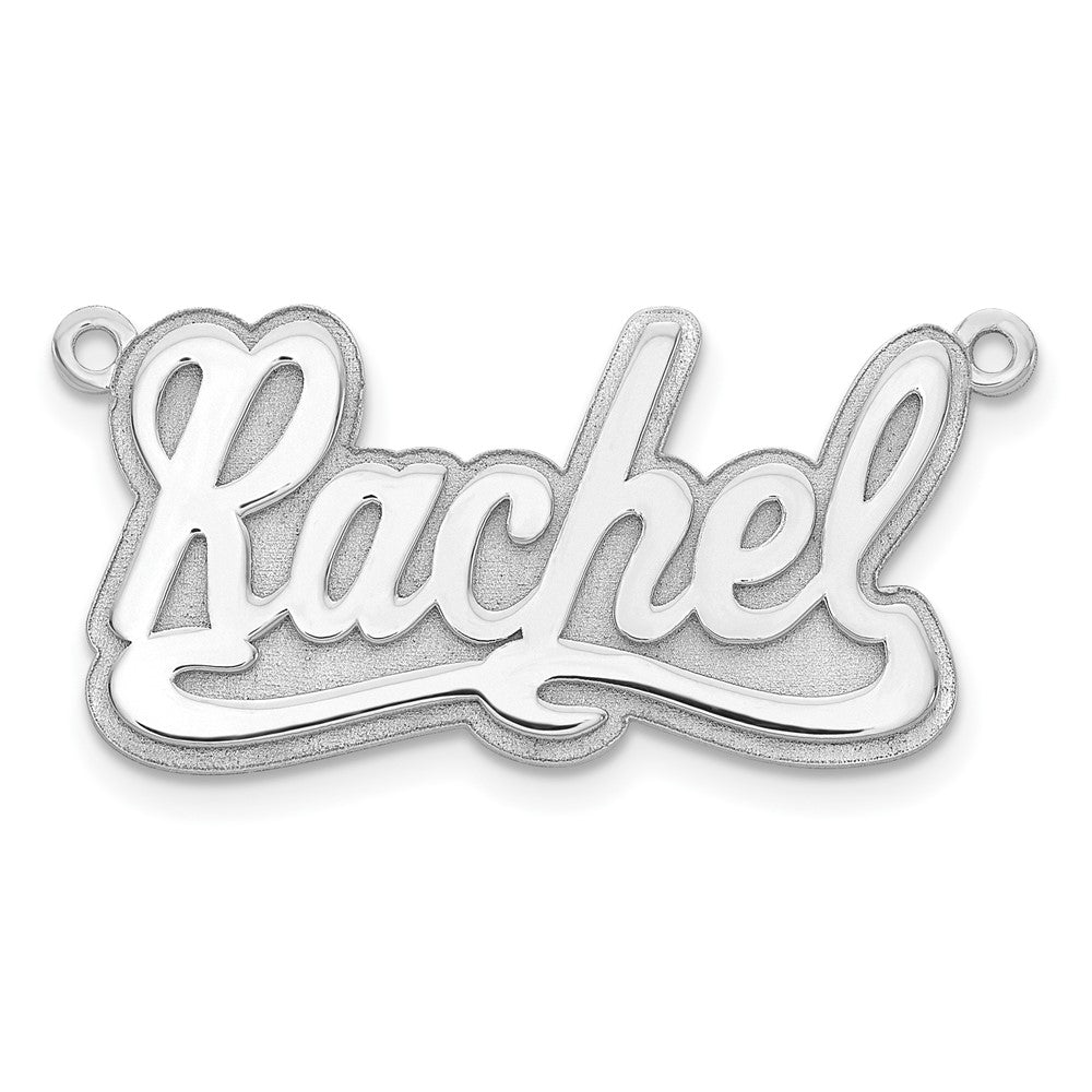 Sterling Silver Silver/Rhodium Plated 3D Polished Name Plate