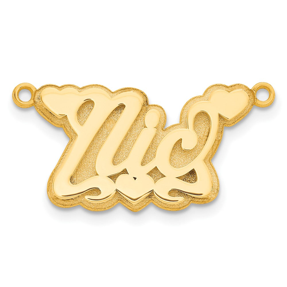 Gold Plated Sterling Silver/Gold 3D Polished Hearts Name Plate