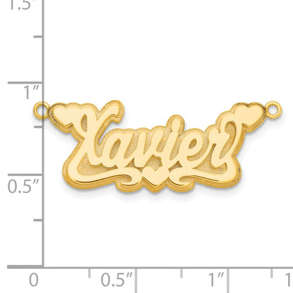 14K Yellow Gold 3D Polished Hearts Name Plate