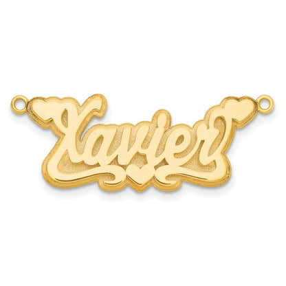 Gold Plated Sterling Silver/Gold 3D Polished Hearts Name Plate