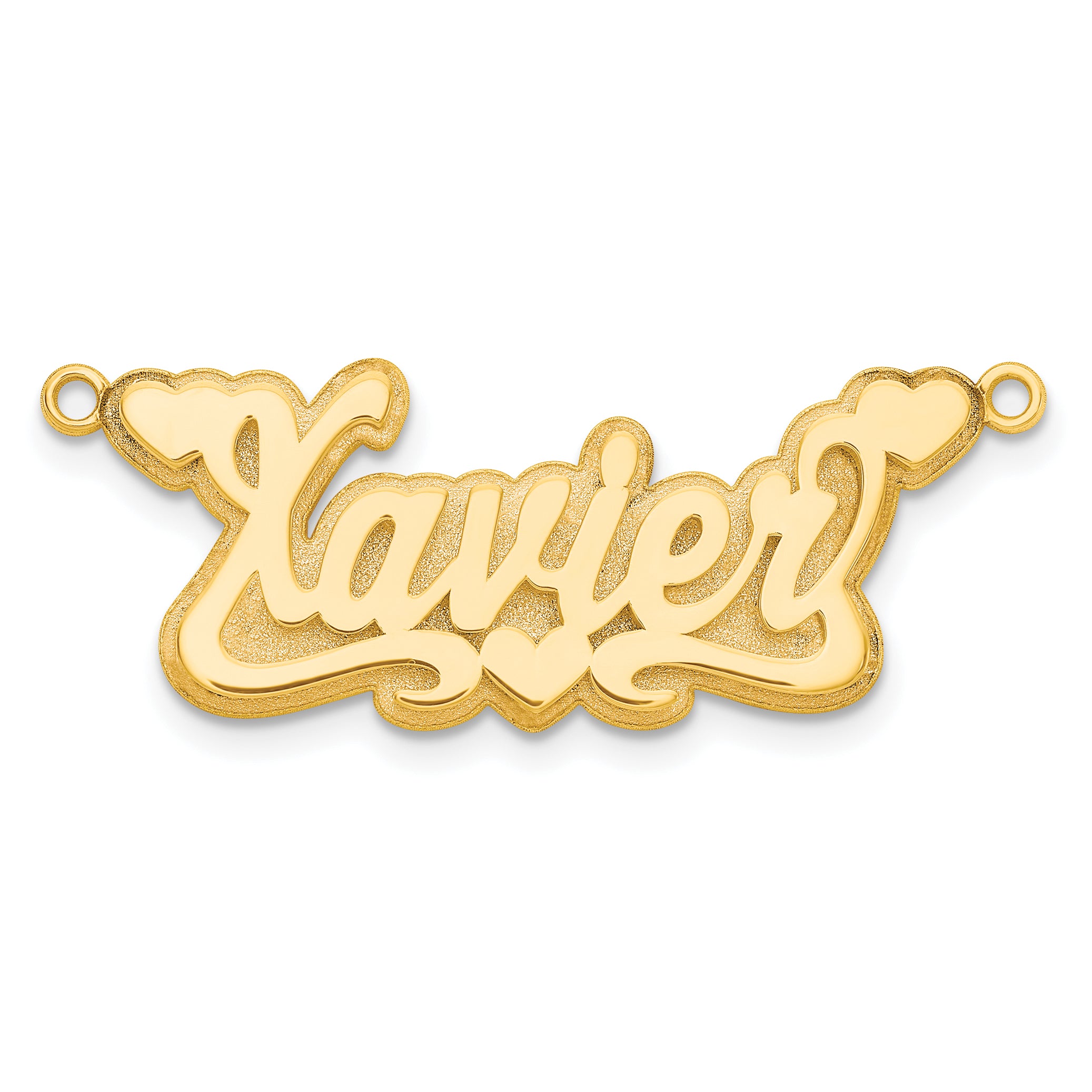 14K Yellow Gold 3D Polished Hearts Name Plate