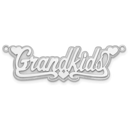 Sterling Silver Silver/Rhodium Plated 3D Polished Hearts Name Plate