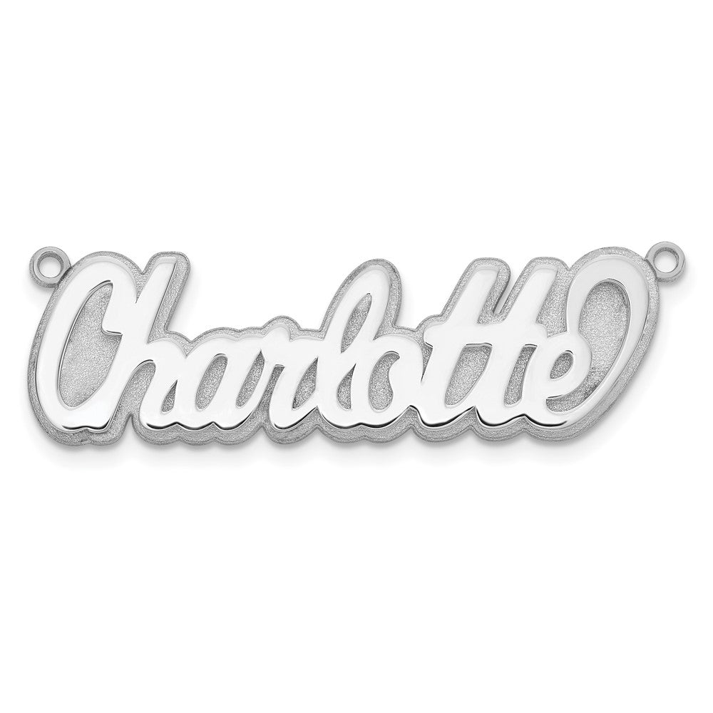 Sterling Silver Silver/Rhodium Plated 3D Polished Name Plate