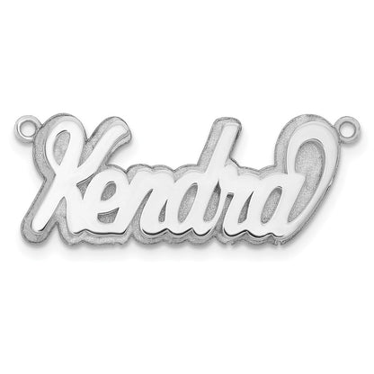 Sterling Silver Silver/Rhodium Plated 3D Polished Name Plate