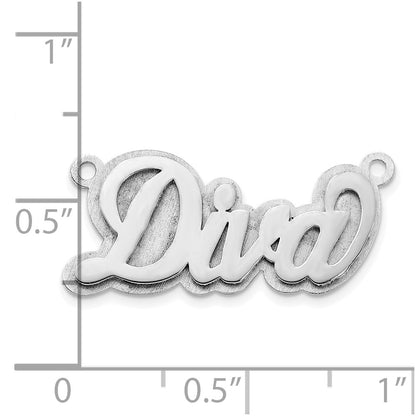 Sterling Silver Silver/Rhodium Plated 3D Polished Name Plate
