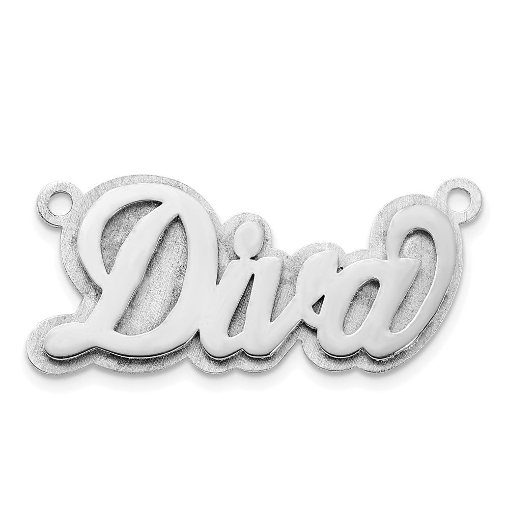 Sterling Silver Silver/Rhodium Plated 3D Polished Name Plate
