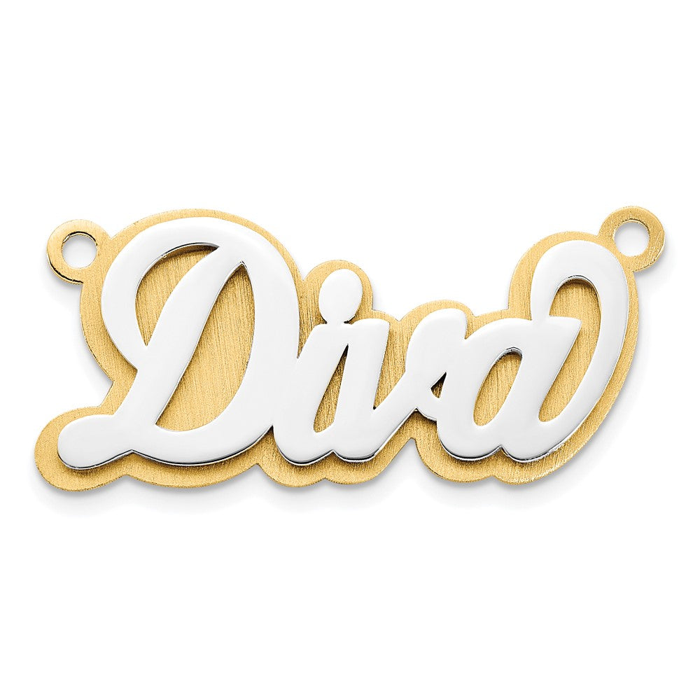 14K Two Tone 3D Polished Name Plate