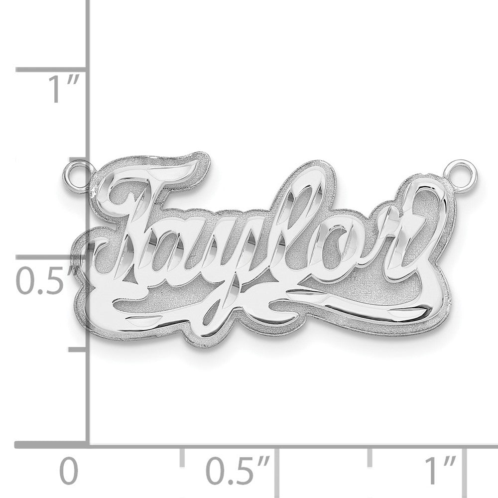 Sterling Silver Silver/Rhodium Plated 3D Diamond Cut Name Plate