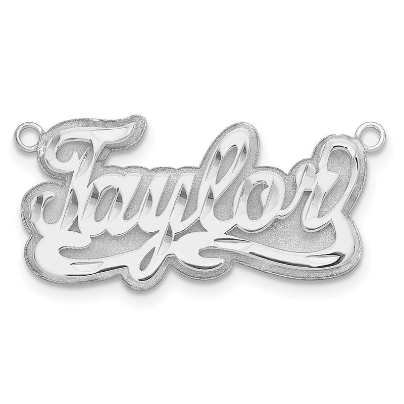 14K White Gold 3D Diamond Cut Name Plate