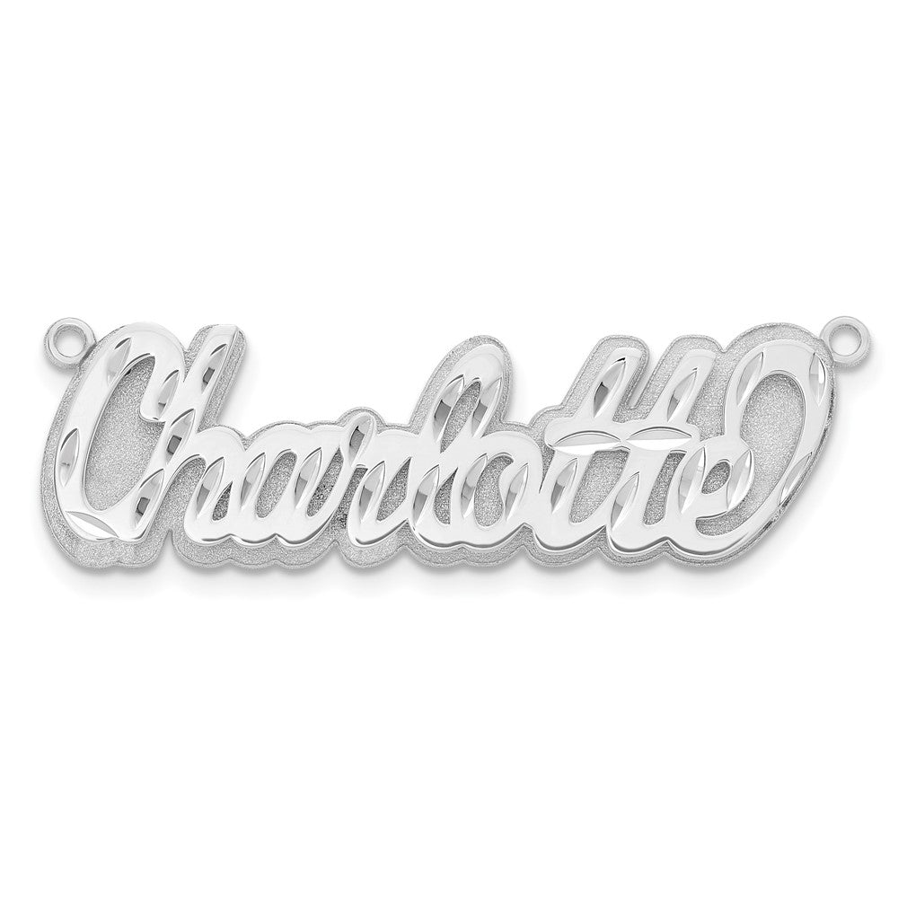 Sterling Silver Silver/Rhodium Plated 3D Diamond Cut Name Plate