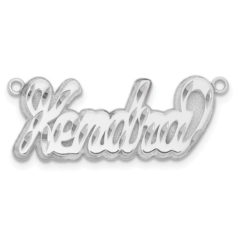 14K White Gold 3D Diamond Cut Name Plate