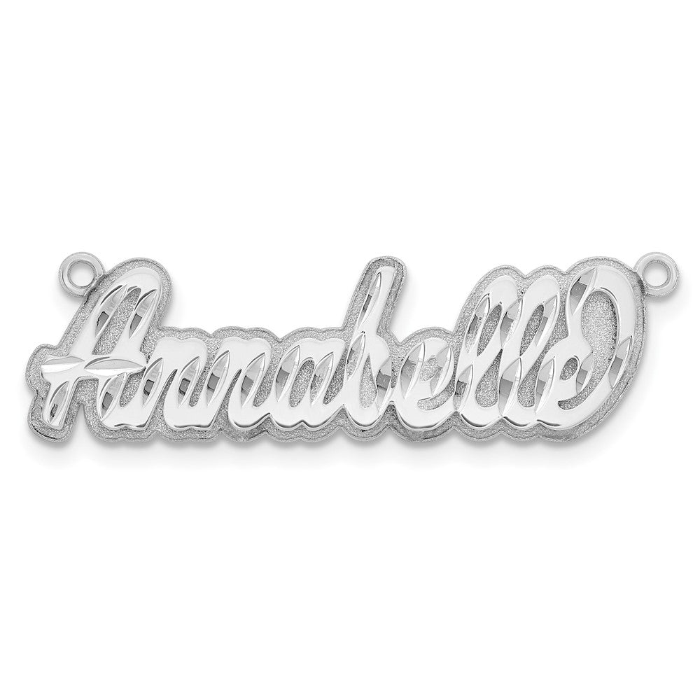 Sterling Silver Silver/Rhodium Plated 3D Diamond Cut Name Plate