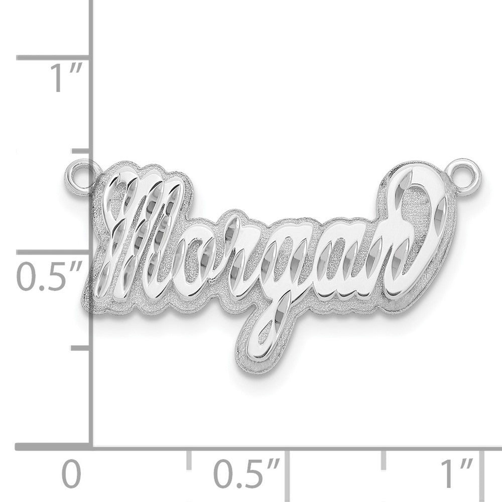 Sterling Silver Silver/Rhodium Plated 3D Diamond Cut Name Plate