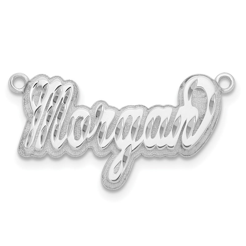 Sterling Silver Silver/Rhodium Plated 3D Diamond Cut Name Plate