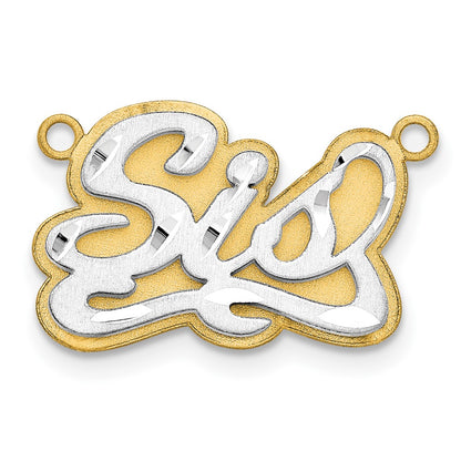 14K Two Tone 3D Satin Diamond Cut Name Plate