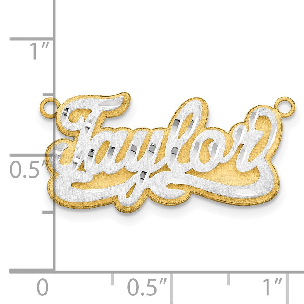 14K Two Tone 3D Satin Diamond Cut Name Plate