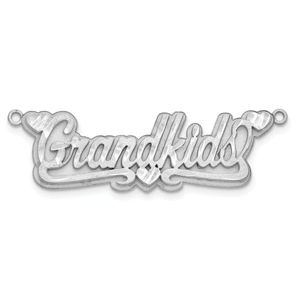 14K White Gold 3D Satin Diamond Cut Hearts Name Plate