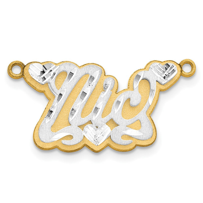 14K Two Tone 3D Satin Diamond Cut Name Plate