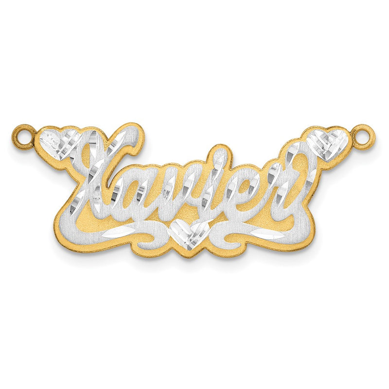 14K Two Tone 3D Satin Diamond Cut Name Plate