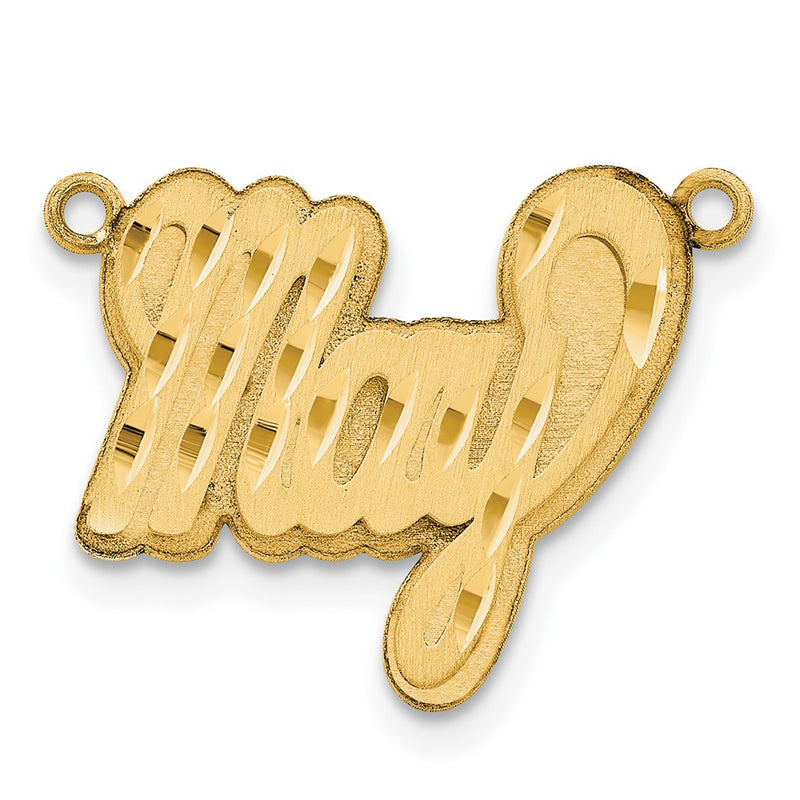 Gold Plated Sterling Silver/Gold 3D Satin Diamond Cut Name Plate