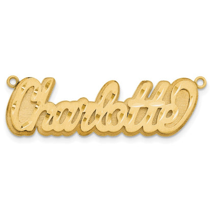Gold Plated Sterling Silver/Gold 3D Satin Diamond Cut Name Plate