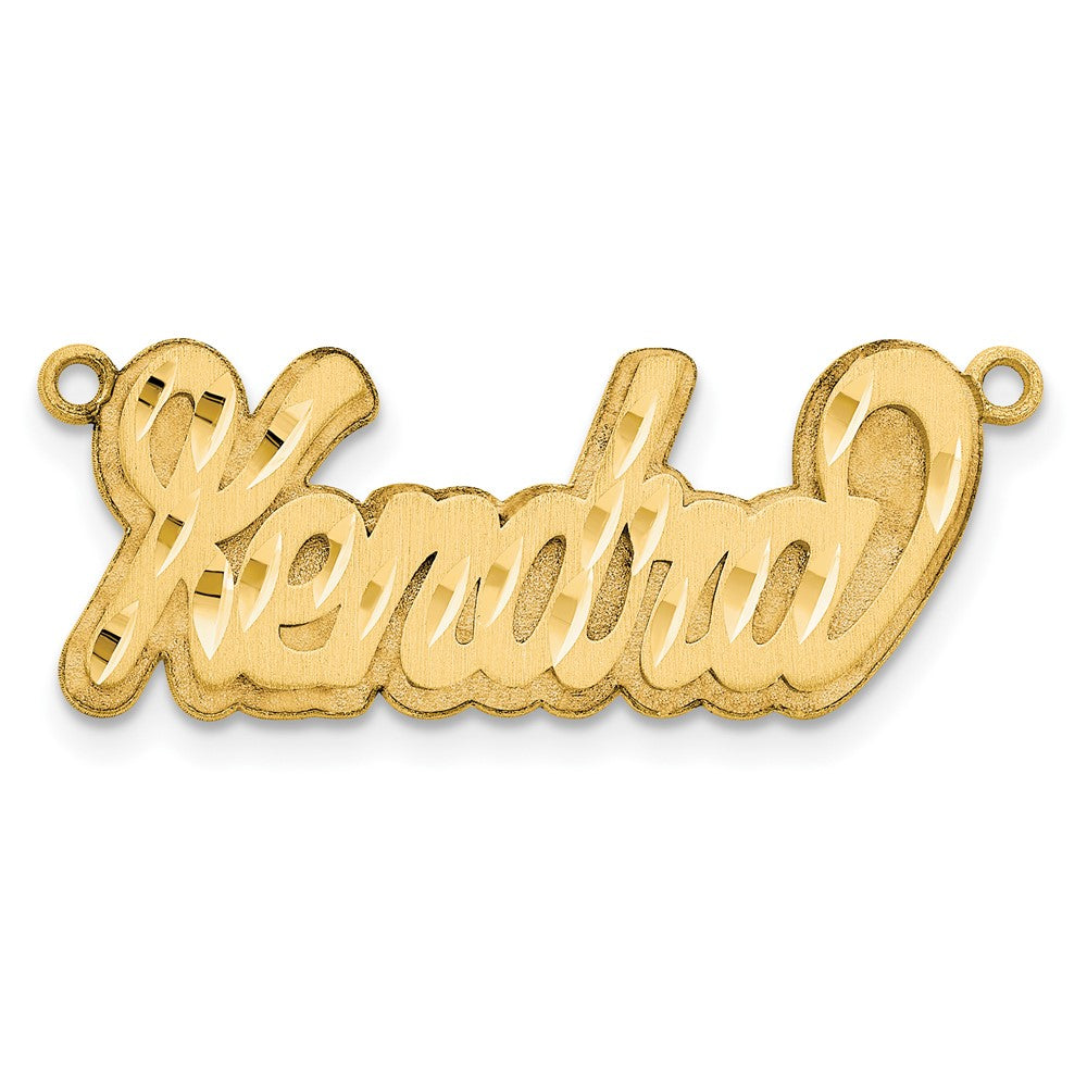 Gold Plated Sterling Silver/Gold 3D Satin Diamond Cut Name Plate