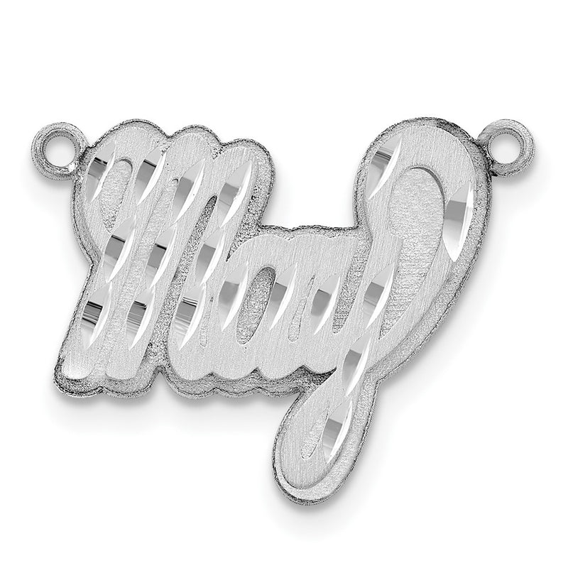 Sterling Silver Silver/Rhodium Plated 3D Satin Diamond Cut Name Plate