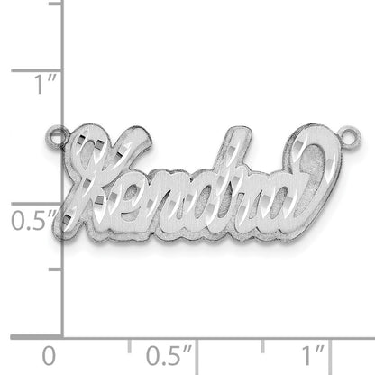 Sterling Silver Silver/Rhodium Plated 3D Satin Diamond Cut Name Plate