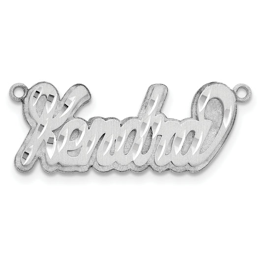 14K White Gold 3D Satin Diamond Cut Name Plate